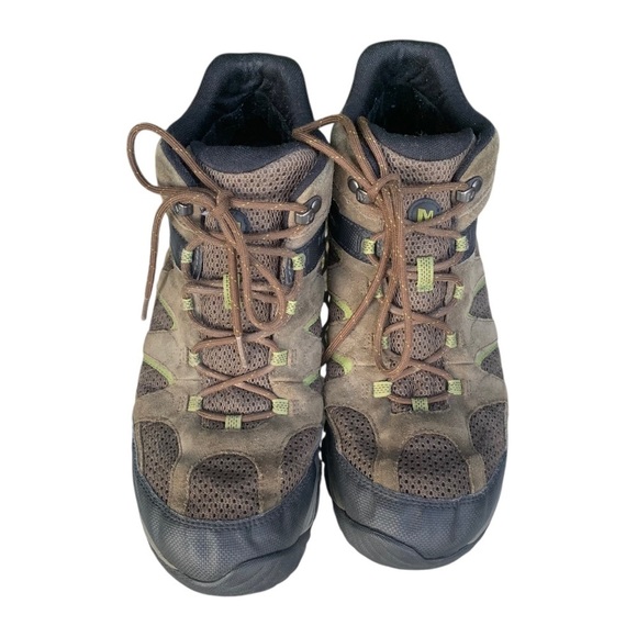 MERRELL Mens Size 12 Hiking Boots BOULDER Brown Suede Select Dry Shoes main image 5